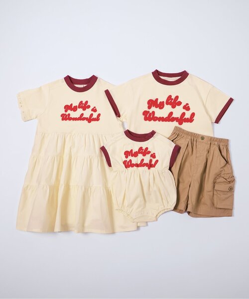 p.premier（ピードットプルミエ）の「フェルトロゴリンガーTティアードワンピース（ワンピース・キッズ・ブラウン/レッド/アイボリー・80/90/100/110/120/130/140）」の10枚目の写真