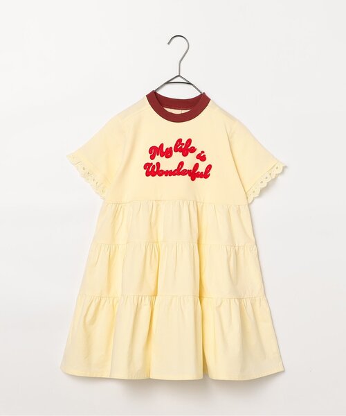 p.premier（ピードットプルミエ）の「フェルトロゴリンガーTティアードワンピース（ワンピース・キッズ・ブラウン/レッド/アイボリー・80/90/100/110/120/130/140）」の13枚目の写真