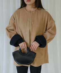 カラーニットメルトンコート