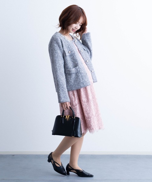 SweetMommy（スウィートマミー）の「ビジューニットジャケット　[マタニティ 産前産後] [七五三・お宮参り・秋フォーマル]（ノーカラージャケット・レディース・グレー/ベージュ・FREE）」の14枚目の写真