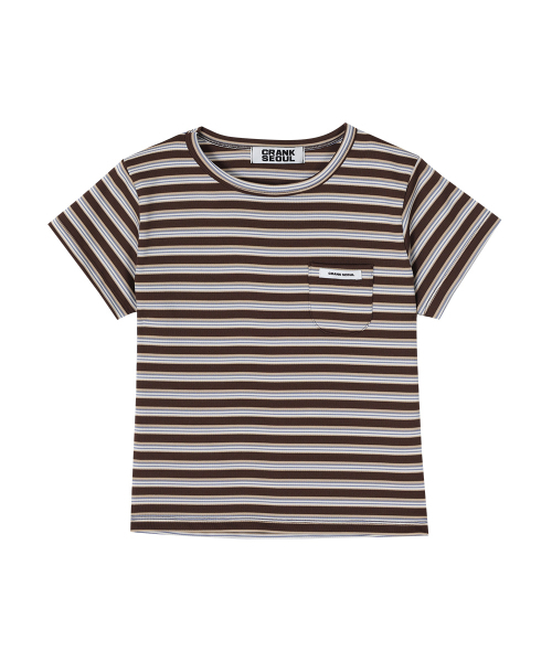 CRANK(クランク)の「ストライプポケットTシャツ_ブラウン(Tシャツ/カットソー・レディース・その他・FREE)」の5枚目の写真