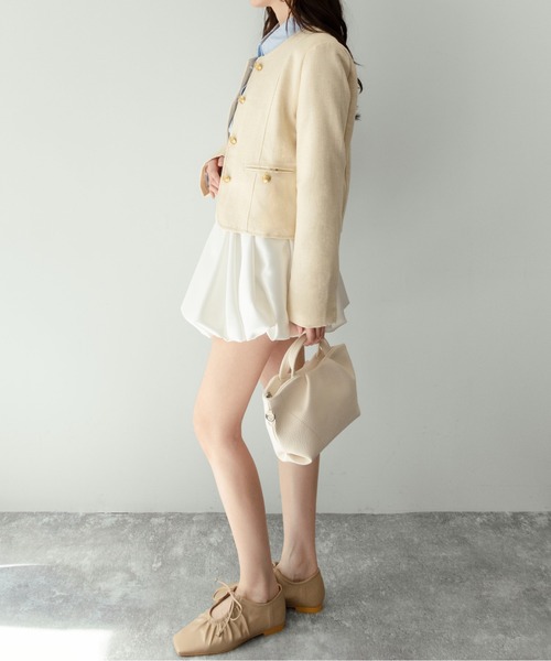 on:nue（オンニュ）の「【on:nue】[着用動画あり！/2色展開/2サイズ展開] サテンバルーンミニスカート（スカート・レディース・ブラック/アイボリー・MEDIUM/SMALL）」の19枚目の写真
