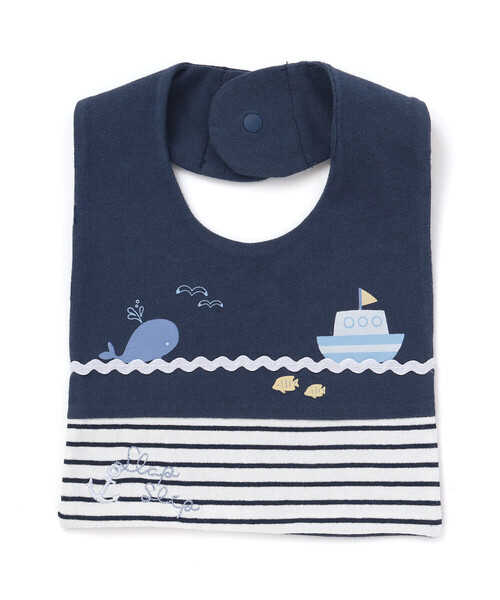 SLAP SLIP BABY（スラップスリップベビー）の「【マリンシリーズ】イカリ刺しゅうスタイベビー（スタイ/よだれかけ・キッズ・ホワイト/ネイビー・FREE）」の2枚目の写真