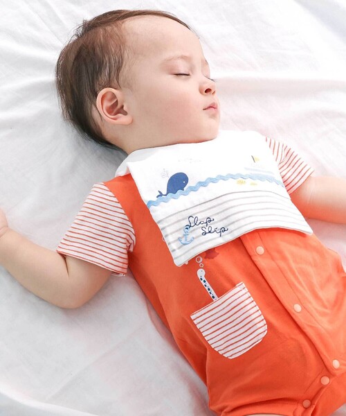 SLAP SLIP BABY（スラップスリップベビー）の「【マリンシリーズ】イカリ刺しゅうスタイベビー（スタイ/よだれかけ・キッズ・ホワイト/ネイビー・FREE）」の3枚目の写真