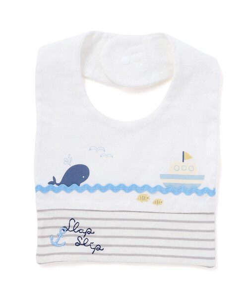 SLAP SLIP BABY（スラップスリップベビー）の「【マリンシリーズ】イカリ刺しゅうスタイベビー（スタイ/よだれかけ・キッズ・ホワイト/ネイビー・FREE）」の4枚目の写真