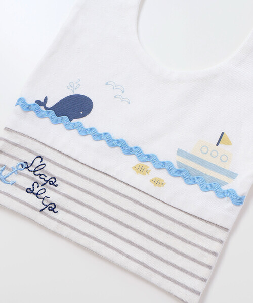 SLAP SLIP BABY（スラップスリップベビー）の「【マリンシリーズ】イカリ刺しゅうスタイベビー（スタイ/よだれかけ・キッズ・ホワイト/ネイビー・FREE）」の6枚目の写真