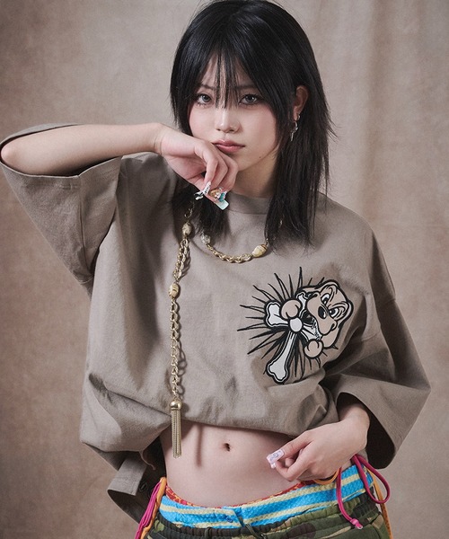 GALFY(ガルフィー)の「【GALFY/ガルフィー】おしゃぶりワンワンTee(Tシャツ/カットソー・メンズ・ホワイト/ブラック/グレイッシュベージュ・M/L/XL)」の3枚目の写真