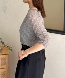 Thevon | ウェーブ柄5分袖シアープルオーバー(Tシャツ/カットソー)