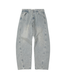 SECONDMONO（セカンドモノローグ）の「Curved Stitch Wide Denim Pants [LBLUE]_SEPT038LBLUE（デニムパンツ）」