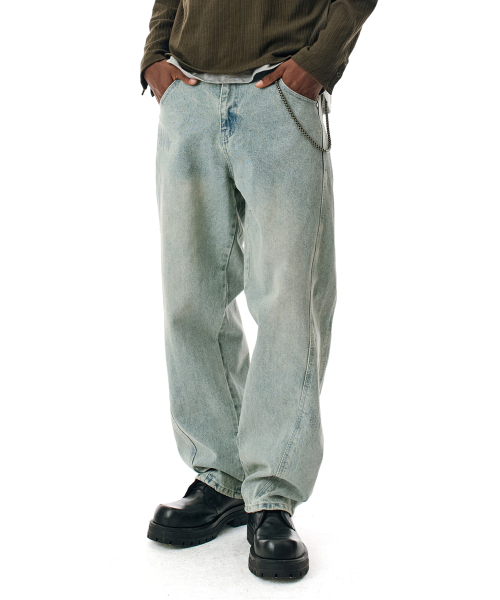 SECONDMONO（セカンドモノローグ）の「Curved Stitch Wide Denim Pants [LBLUE]_SEPT038LBLUE（デニムパンツ・レディース・その他・26/28/30/32/34）」の5枚目の写真
