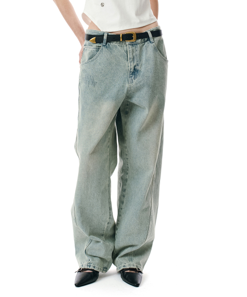 SECONDMONO（セカンドモノローグ）の「Curved Stitch Wide Denim Pants [LBLUE]_SEPT038LBLUE（デニムパンツ・レディース・その他・26/28/30/32/34）」の7枚目の写真