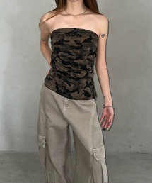 サイドギャザーカモフラベアトップス