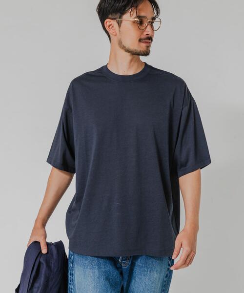 URBAN RESEARCH(アーバンリサーチ)の「HEMP SILK BLEND T-SHIRTS(Tシャツ/カットソー・メンズ・ブルー/ブラック/ブラウン/ネイビー・MEDIUM/LARGE)」の3枚目の写真