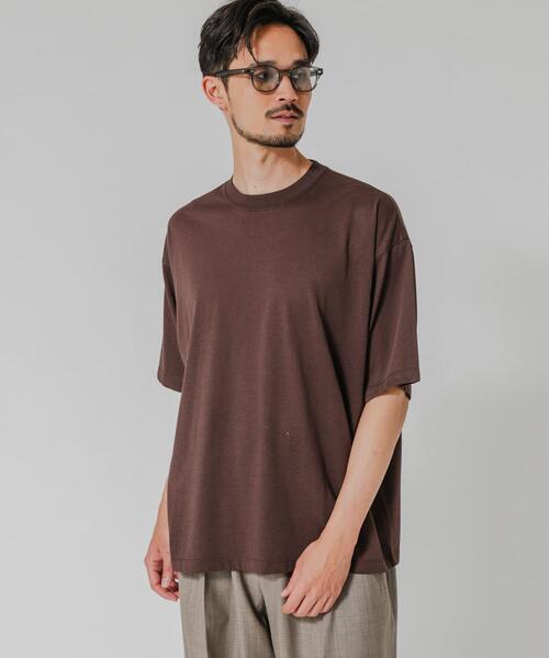 URBAN RESEARCH(アーバンリサーチ)の「HEMP SILK BLEND T-SHIRTS(Tシャツ/カットソー・メンズ・ブルー/ブラック/ブラウン/ネイビー・MEDIUM/LARGE)」の1枚目の写真