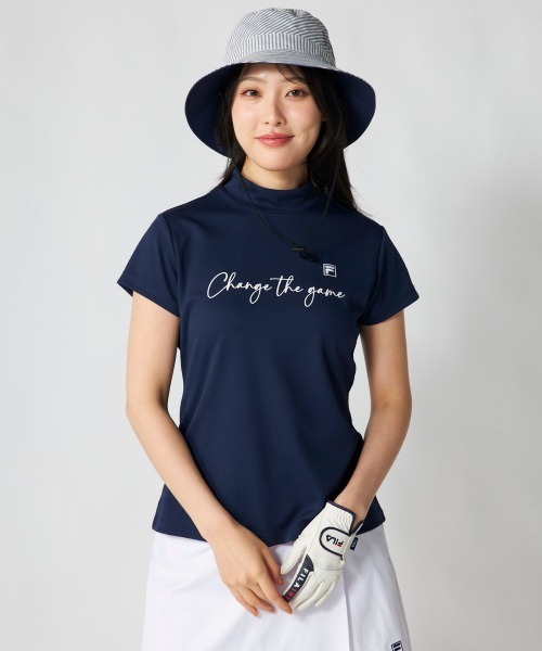 FILA GOLF(フィラゴルフ )の「【FILA GOLF:フィラゴルフ】レディース半袖モックネックシャツ ゴルフ(シャツ/ブラウス・レディース・ライトブルー/ネイビー/ホワイト・X-LARGE/LARGE/MEDIUM)」の3枚目の写真