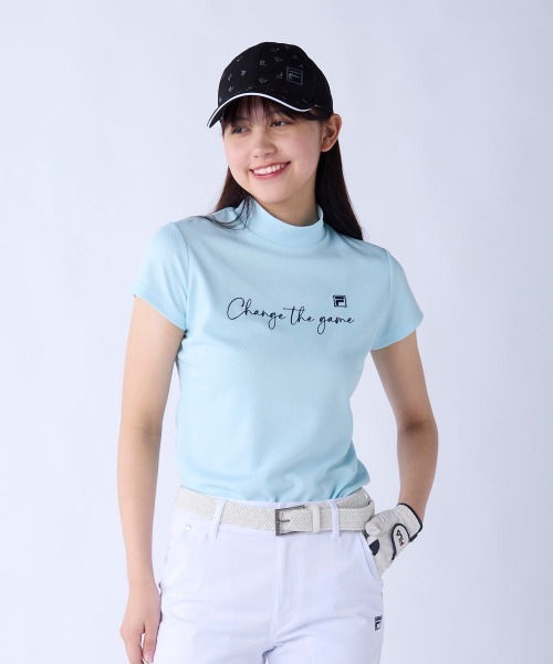 FILA GOLF(フィラゴルフ )の「【FILA GOLF:フィラゴルフ】レディース半袖モックネックシャツ ゴルフ(シャツ/ブラウス・レディース・ライトブルー/ネイビー/ホワイト・X-LARGE/LARGE/MEDIUM)」の2枚目の写真
