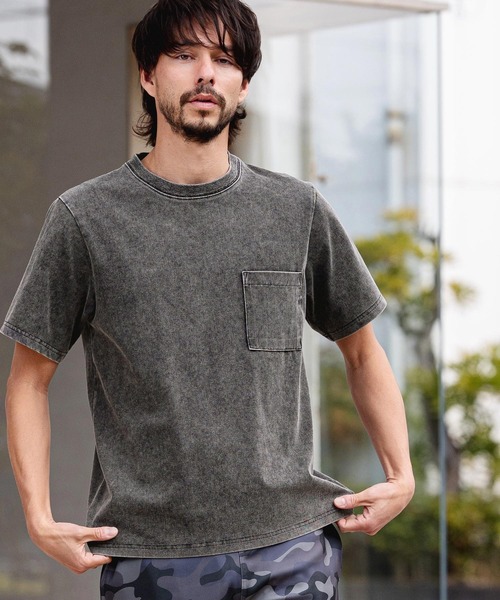 CAMBIO(カンビオ)の「mt10464-ライトニットデニムポケットTシャツ(14131M26CM)(Tシャツ/カットソー・メンズ・ライトグレー/グレー/ライトブルー・M/L/XL)」の15枚目の写真