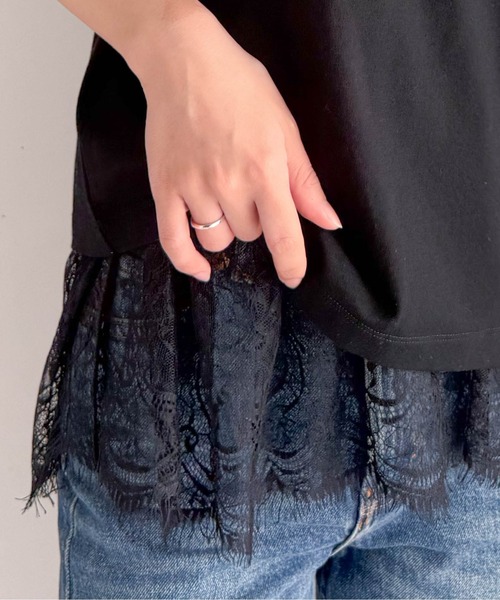 RANAN(ラナン)の「レースレイヤードコンパクトTシャツ(Tシャツ/カットソー・レディース・ブラック/ホワイト/その他・LL/L/M)」の6枚目の写真