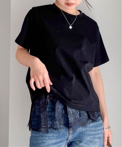 RANAN(ラナン)の「レースレイヤードコンパクトTシャツ(Tシャツ/カットソー・レディース・ブラック/ホワイト/その他・LL/L/M)」の5枚目の写真