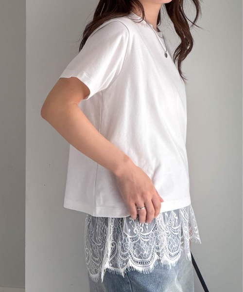 RANAN(ラナン)の「レースレイヤードコンパクトTシャツ(Tシャツ/カットソー・レディース・ブラック/ホワイト/その他・LL/L/M)」の10枚目の写真