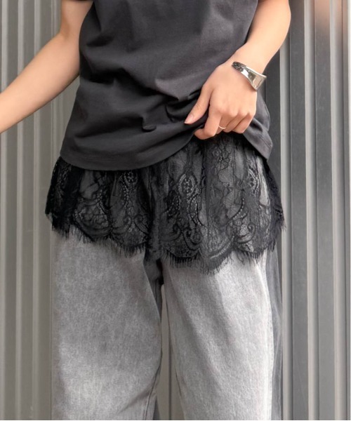RANAN(ラナン)の「レースレイヤードコンパクトTシャツ(Tシャツ/カットソー・レディース・ブラック/ホワイト/その他・LL/L/M)」の14枚目の写真