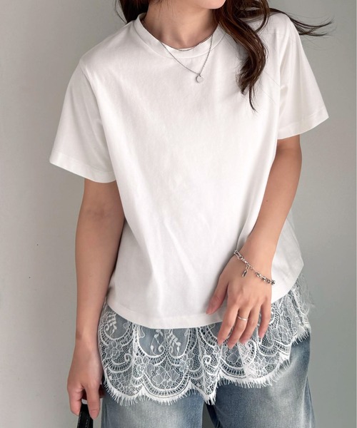 RANAN(ラナン)の「レースレイヤードコンパクトTシャツ(Tシャツ/カットソー・レディース・ブラック/ホワイト/その他・LL/L/M)」の16枚目の写真