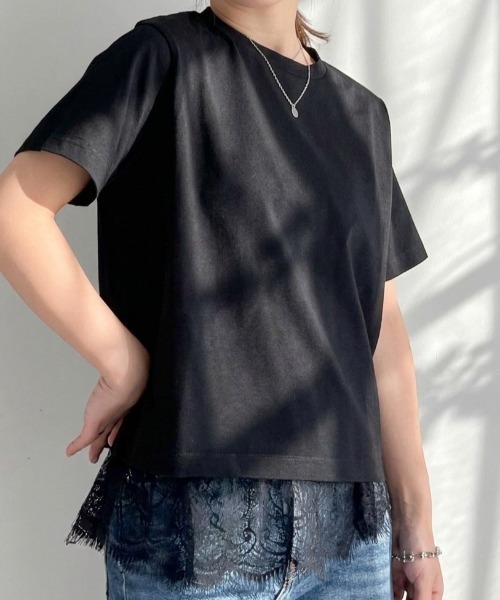 RANAN(ラナン)の「レースレイヤードコンパクトTシャツ(Tシャツ/カットソー・レディース・ブラック/ホワイト/その他・LL/L/M)」の17枚目の写真