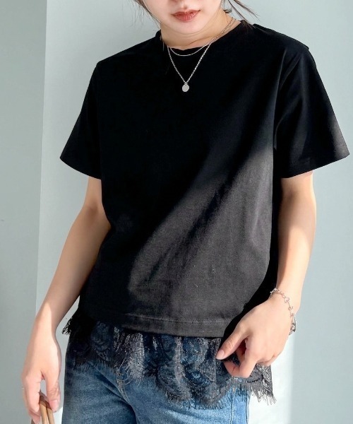 RANAN(ラナン)の「レースレイヤードコンパクトTシャツ(Tシャツ/カットソー・レディース・ブラック/ホワイト/その他・LL/L/M)」の18枚目の写真