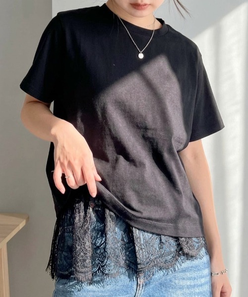 RANAN(ラナン)の「レースレイヤードコンパクトTシャツ(Tシャツ/カットソー・レディース・ブラック/ホワイト/その他・LL/L/M)」の19枚目の写真