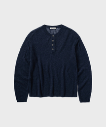 NONBLANK（ノンブランク）の「クロップヘンリーネックLSニット_NAVY（ニット/セーター）」