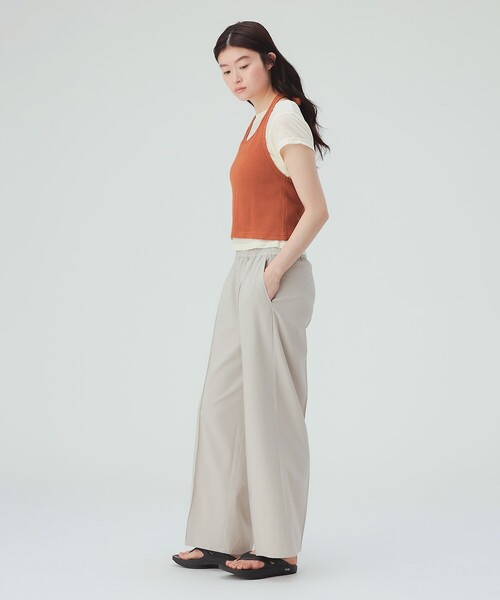 BEAMS HEART(ビームスハート)の「【接触冷感・UVカット】コンフォート ワイド パンツ(スラックス・レディース・ブラウン/ベージュ/チャコールグレー・FREE)」の6枚目の写真