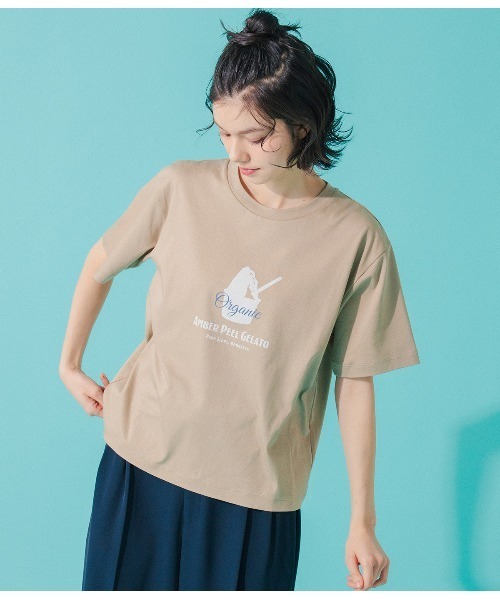Park Slope NEWYORKER(パークスロープニューヨーカー)の「【滑らかな肌触り・着回し】GELATO グラフィックTシャツ(Tシャツ/カットソー・レディース・ベージュ・M/L)」の2枚目の写真