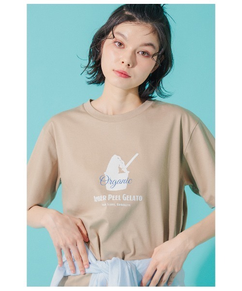 Park Slope NEWYORKER(パークスロープニューヨーカー)の「【滑らかな肌触り・着回し】GELATO グラフィックTシャツ(Tシャツ/カットソー・レディース・ベージュ・M/L)」の4枚目の写真