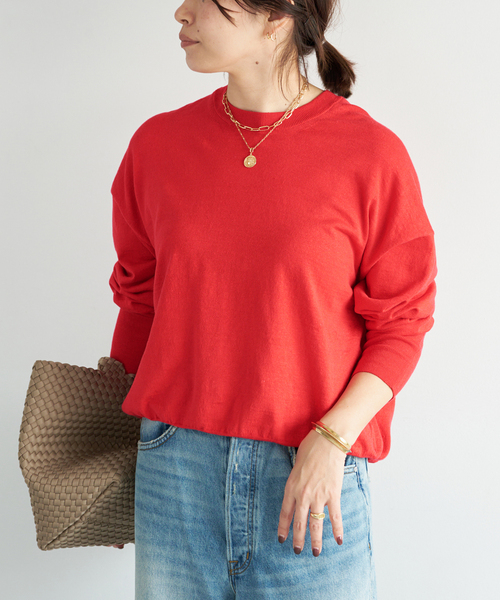 Deuxieme Classe（ドゥーズィエムクラス）の「*BRONZER RICH クルーネックニット（ニット/セーター・レディース・レッド/キャメル・FREE）」の2枚目の写真