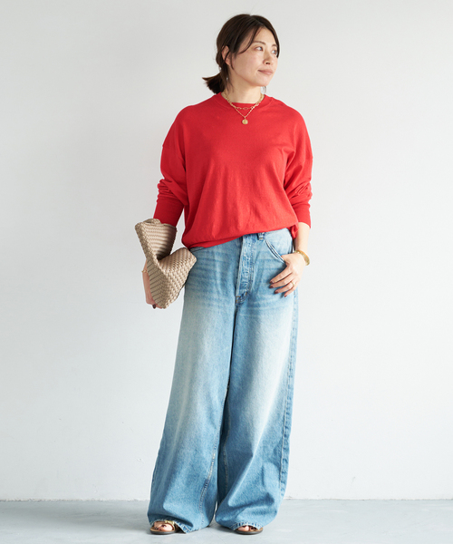 Deuxieme Classe（ドゥーズィエムクラス）の「*BRONZER RICH クルーネックニット（ニット/セーター・レディース・レッド/キャメル・FREE）」の4枚目の写真