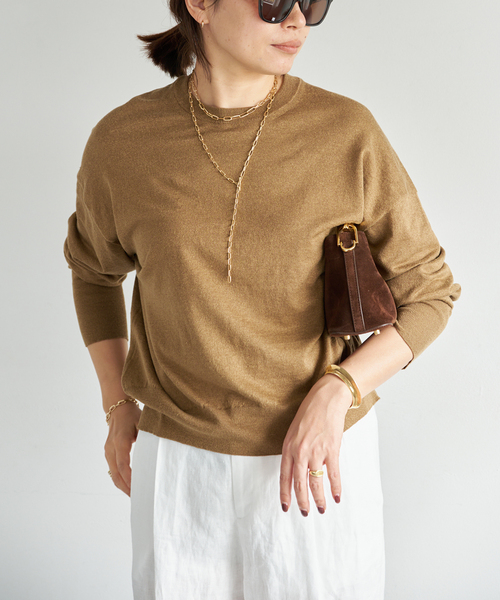 Deuxieme Classe（ドゥーズィエムクラス）の「*BRONZER RICH クルーネックニット（ニット/セーター・レディース・レッド/キャメル・FREE）」の5枚目の写真