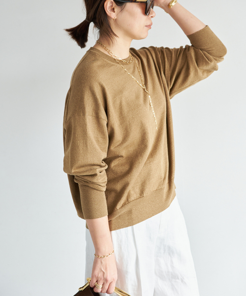 Deuxieme Classe（ドゥーズィエムクラス）の「*BRONZER RICH クルーネックニット（ニット/セーター・レディース・レッド/キャメル・FREE）」の7枚目の写真