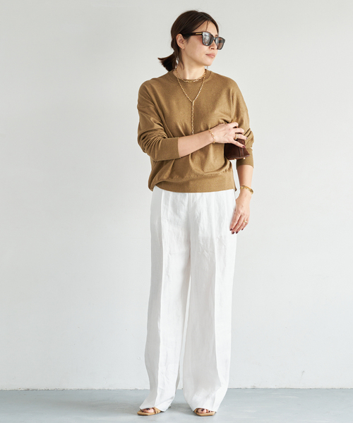 Deuxieme Classe（ドゥーズィエムクラス）の「*BRONZER RICH クルーネックニット（ニット/セーター・レディース・レッド/キャメル・FREE）」の11枚目の写真