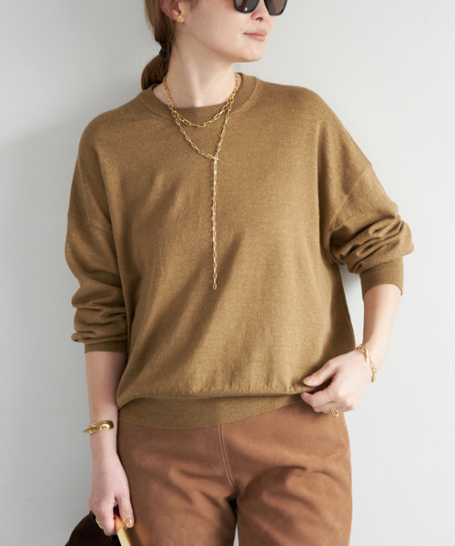 Deuxieme Classe（ドゥーズィエムクラス）の「*BRONZER RICH クルーネックニット（ニット/セーター・レディース・レッド/キャメル・FREE）」の14枚目の写真