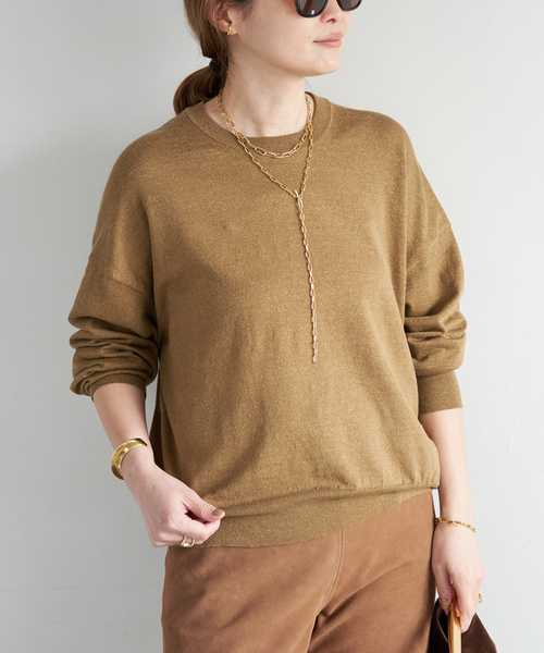 Deuxieme Classe（ドゥーズィエムクラス）の「*BRONZER RICH クルーネックニット（ニット/セーター・レディース・レッド/キャメル・FREE）」の15枚目の写真