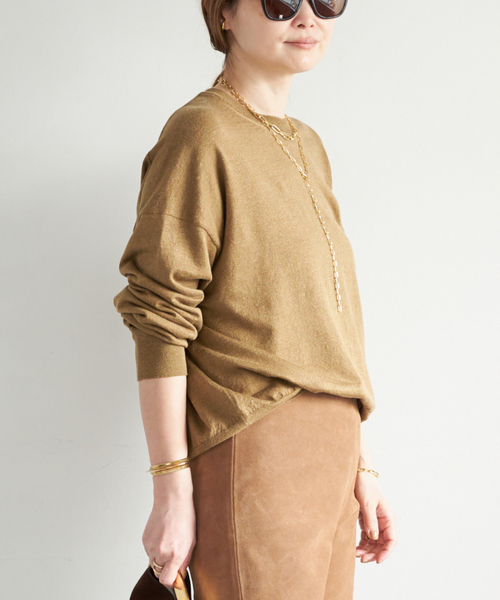 Deuxieme Classe（ドゥーズィエムクラス）の「*BRONZER RICH クルーネックニット（ニット/セーター・レディース・レッド/キャメル・FREE）」の16枚目の写真