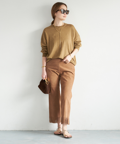 Deuxieme Classe（ドゥーズィエムクラス）の「*BRONZER RICH クルーネックニット（ニット/セーター・レディース・レッド/キャメル・FREE）」の18枚目の写真