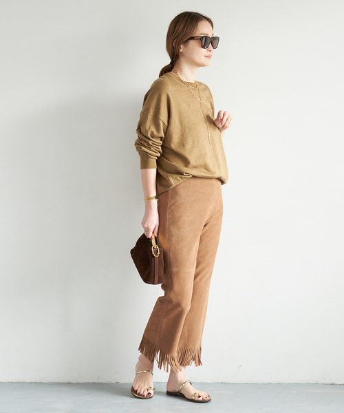 Deuxieme Classe（ドゥーズィエムクラス）の「*BRONZER RICH クルーネックニット（ニット/セーター・レディース・レッド/キャメル・FREE）」の19枚目の写真