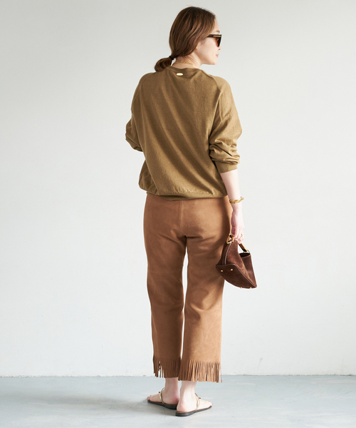 Deuxieme Classe（ドゥーズィエムクラス）の「*BRONZER RICH クルーネックニット（ニット/セーター・レディース・レッド/キャメル・FREE）」の20枚目の写真