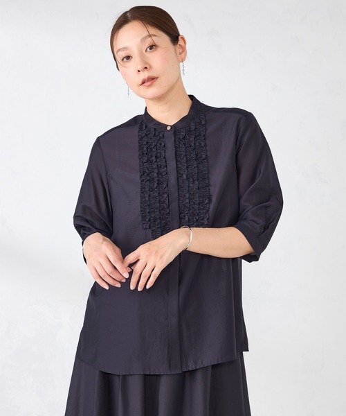 GALLORIA(ギャローリア)の「【セットアップで着られる】前身フリルブラウス(シャツ/ブラウス・レディース・ライトブルー/ネイビー・S/M/LL/L)」の7枚目の写真