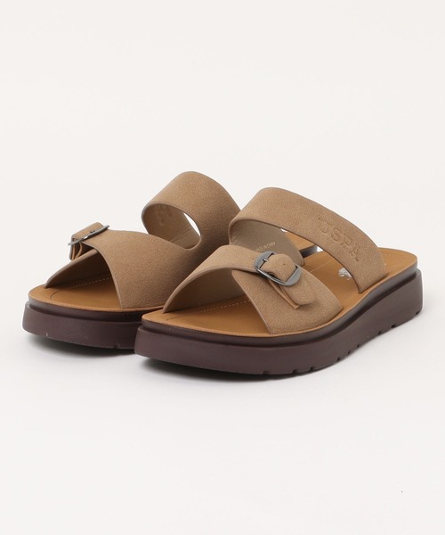 U.S. POLO ASSN.（ユーエスポロアッスン）の「【U.S. POLO ASSN./ユーエスポロアッスン】脱ぎ履き楽々 カジュアルサンダル スライドサンダル 型押しロゴ 韓国ファッション（サンダル・メンズ・ベージュ/ダークブラウン/ブラック・LARGE/X-LARGE/MEDIUM）」の3枚目の写真