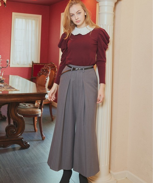 ORGUE(オルグ)の「Puff Sleeve polo Knit/パフスリーブポロニット(カーディガン/ボレロ・レディース・グレー/アイボリー/バーガンディー/ネイビー・FREE)」の14枚目の写真