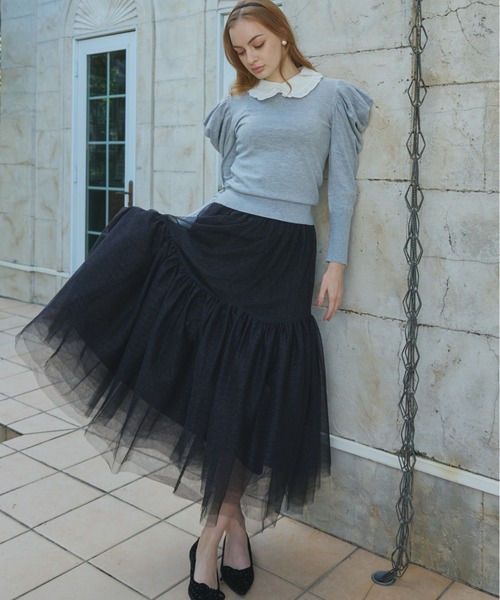 ORGUE(オルグ)の「Puff Sleeve polo Knit/パフスリーブポロニット(カーディガン/ボレロ・レディース・グレー/アイボリー/バーガンディー/ネイビー・FREE)」の15枚目の写真