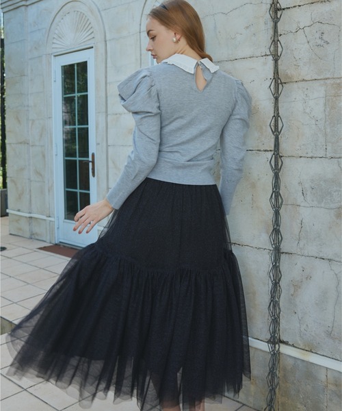 ORGUE(オルグ)の「Puff Sleeve polo Knit/パフスリーブポロニット(カーディガン/ボレロ・レディース・グレー/アイボリー/バーガンディー/ネイビー・FREE)」の16枚目の写真