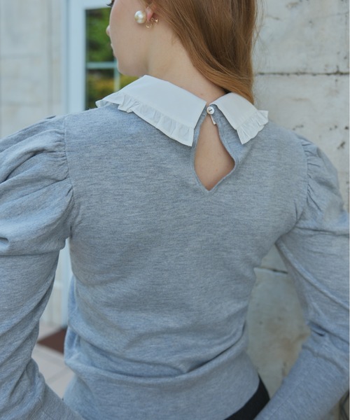 ORGUE(オルグ)の「Puff Sleeve polo Knit/パフスリーブポロニット(カーディガン/ボレロ・レディース・グレー/アイボリー/バーガンディー/ネイビー・FREE)」の21枚目の写真